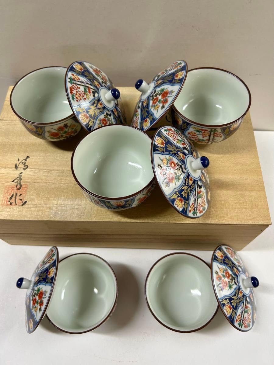 【未使用】特選 蓋付湯呑 有田焼 清秀 染め錦紋様 5客 箱入り Amazon.co.jp: 特選 蓋付湯呑 有田焼 清秀 染め錦紋様 5客 箱入り